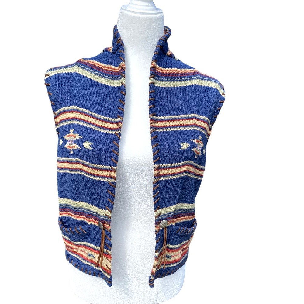 Vintage Ralph Ralph Lauren Chimayo Vest Size S Blue